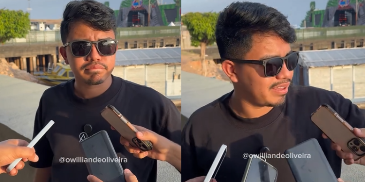 Willian interpreta o "prefeito" em uma coletiva de imprensa fictícia. Foto: Reprodução