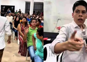 Vídeo: Pastor mirim gera polêmica ao acusar homem de traição durante culto: 'cam1sinh4 na carteira'