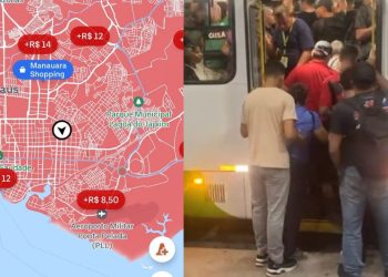 Greve faz preços de aplicativos dispararem e ônibus lotarem em Manaus