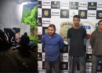 Homens são flagrados cavando buraco para r0ubar agência bancária de Manicoré