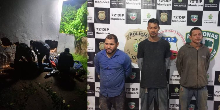 Homens são flagrados cavando buraco para r0ubar agência bancária de Manicoré