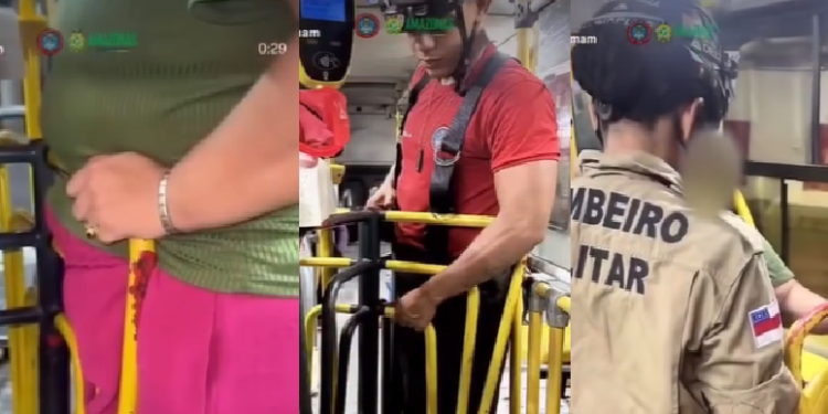 Os bombeiros tiveram que ser acionados para ajudar a passageira. Foto: Reprodução