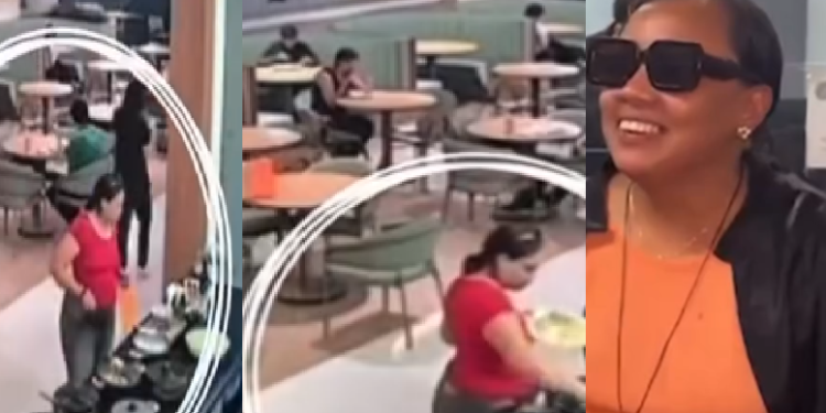 Nas imagens, a mulher vai até um estabelecimento que funciona com self-service. Foto: Reprodução