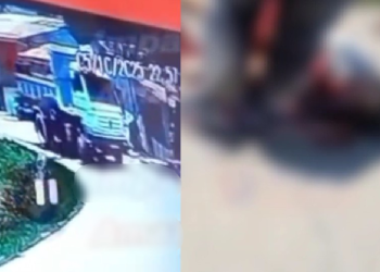 A violência do impacto fez com que o veículo passasse por cima do corpo da vítima. Foto: Reprodução