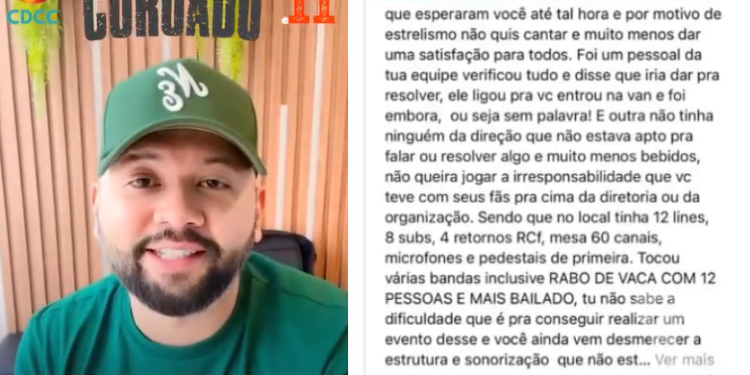 O cantor chegou a anunciar nas redes a participação no evento. Foto: Reprodução