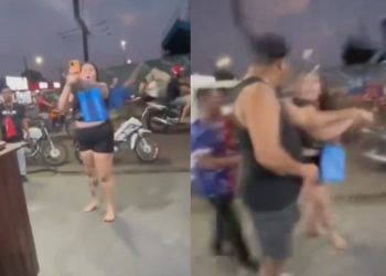 Vídeo: Mulher em surt0 causa confusão em pizzaria de Parintins: 'Esse homem aqui me bateu'