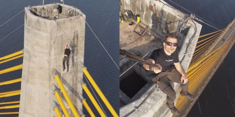 Vídeo: Influencer polonês gera polêmica ao escalar a Ponte Rio Negro sem proteção