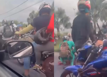 A cena fez com que vários motoristas reduzissem a velocidade. Foto: Reprodução