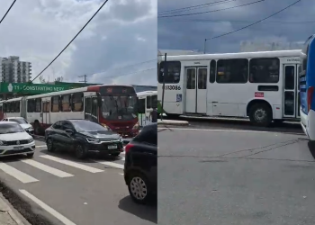 Os veículos pararam na avenida Constantino Nery. Foto: Reprodução