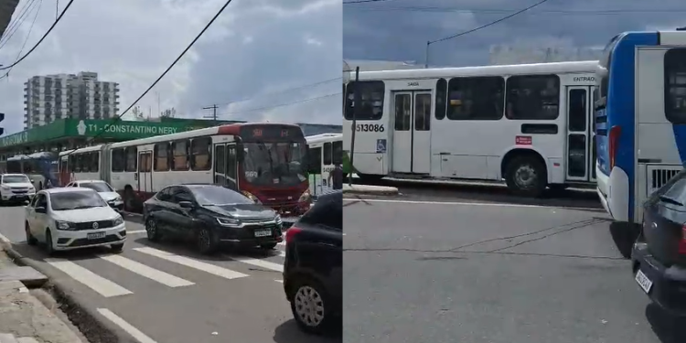 Os veículos pararam na avenida Constantino Nery. Foto: Reprodução