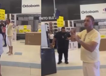 Vídeo: Homem faz confusão no Carrefour de Flores após comprar TV com defeito sem direito à troca