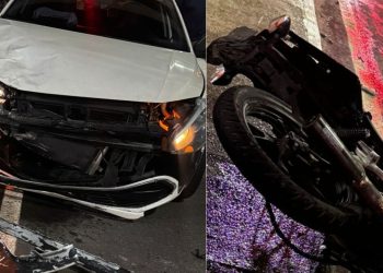 Motorista avança sinal vermelho e atr0pel4 entregador na Constantino Nery