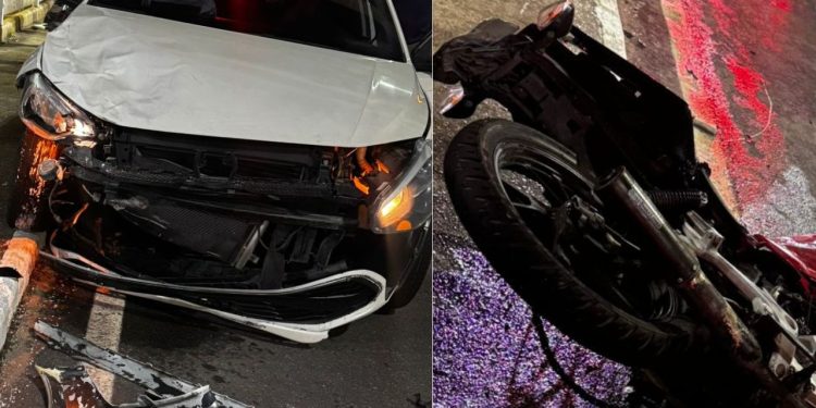 Motorista avança sinal vermelho e atr0pel4 entregador na Constantino Nery