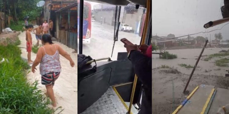 Vídeo: Chuva intensa provoca dez ocorrências e deixa Manaus em alerta