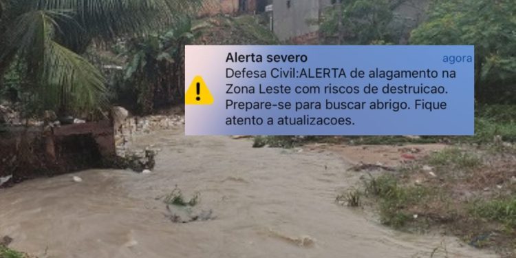 Zona leste recebe alerta urgente de alagamento após temporal em Manaus