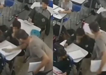 Professor é flagrado dando diversos tap4s em aluno dentro de sala de aula; veja