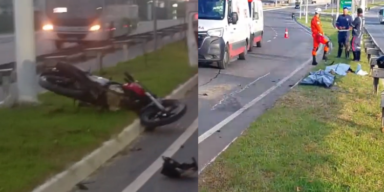 O acidente ocorreu por volta das 6h30 deste domingo (14). O casal ainda não foi identificado. Foto: Reprodução