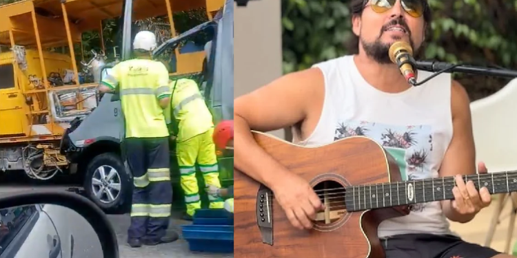 As imagens mostram a dianteira do veículo completamente arrasada após colidir com a traseira de um caminhão. Foto: Reprodução