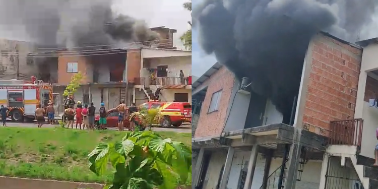 O incêndio, que começou enquanto a casa estava vazia, mobilizou moradores da região. Foto: Reprodução