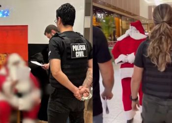 Vídeo: Papai Noel acaba algemado em shopping após mandado por estupro de vulnerável