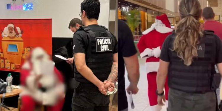 Vídeo: Papai Noel acaba algemado em shopping após mandado por estupro de vulnerável