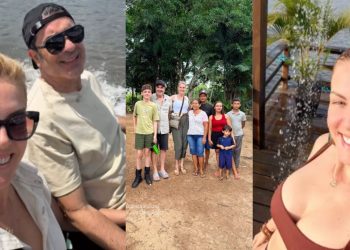 Ana Hickmann curte dias de descanso no Amazonas com Edu Guedes e o filho
