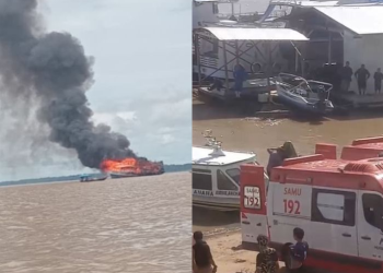 O fogo teve início na embarcação 'Deus é Conosco'. Foto: Reprodução