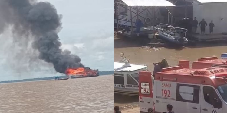 O fogo teve início na embarcação 'Deus é Conosco'. Foto: Reprodução