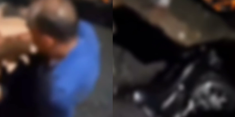 Registros feitos por testemunhas após o ocorrido mostram o veículo totalmente dentro do buraco. Foto: Reprodução