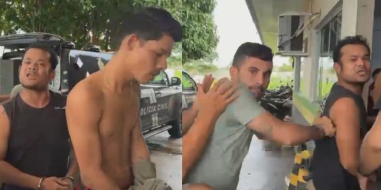 Vídeo: Preso se revolta, sai da viatura e chuta repórter na porta da delegacia de Itacoatiara