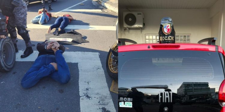 Rocam prende trio que estava fazendo arr4stão em Fiat Mobi por Manaus