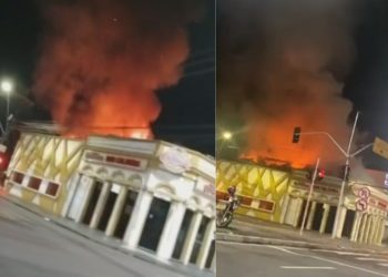 Vídeo: Incêndio atinge Bar Caldeira na madrugada em Manaus