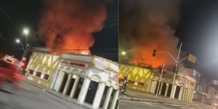 Vídeo: Incêndio atinge Bar Caldeira na madrugada em Manaus