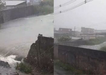 Vídeo: Parte do muro da Vila Militar cede em Manaus e atinge área residencial