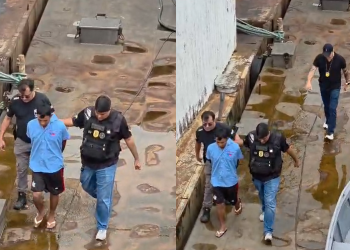 O homem foi levado para a delegacia. Foto: Reprodução