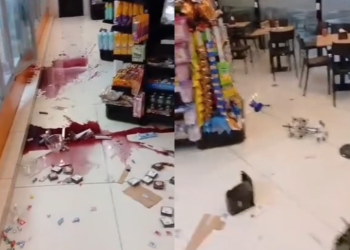 Nas gravações, é possível ver a mulher visivelmente alterada . Foto: Reprodução