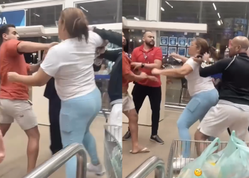 A movimentação intensa dentro do estabelecimento no horário da confusão. Foto: Reprodução