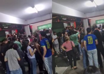 Veja: Alunos são barrados por mensalidade atrasada e fazem protesto em faculdade de Manaus