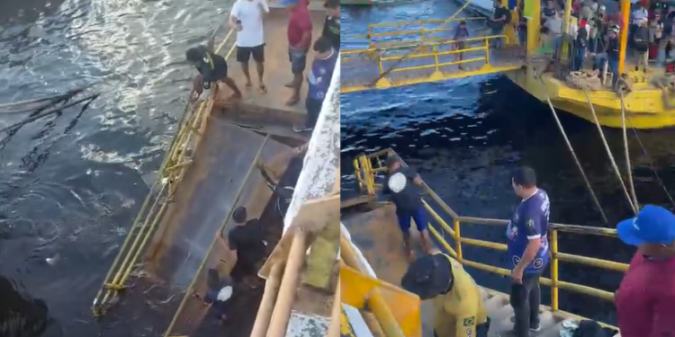 O trecho danificado faz a ligação entre a embarcação e a escadaria. Foto: Reprodução