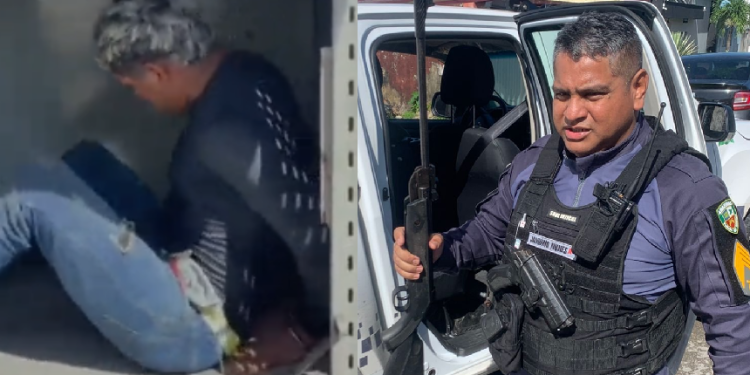 Uma arma de fogo foi recolhida durante a abordagem. Foto: Reprodução