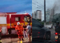 A fumaça espessa cobriu a avenida Maceió e comprometeu seriamente a visibilidade dos motoristas. Foto: Reprodução