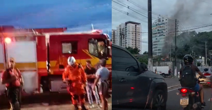 A fumaça espessa cobriu a avenida Maceió e comprometeu seriamente a visibilidade dos motoristas. Foto: Reprodução