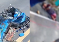 A motocicleta ficou completamente destruída com o impacto. Foto: Reprodução