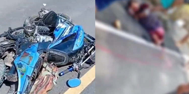A motocicleta ficou completamente destruída com o impacto. Foto: Reprodução