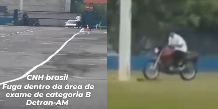 Vídeo: Sem CNH, aluno tenta fugir do Detran-AM pilotando moto pela pista de provas