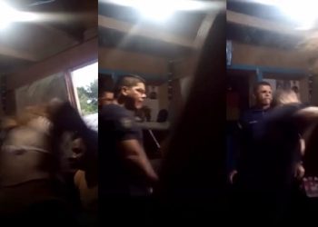 Vídeo: policial bate em mulher e dá soco em homem algemado durante ocorrência em Eirunepé