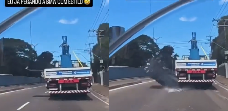 O vídeo mostra as estruturas atingindo o asfalto e se quebrando instantaneamente. Foto: Reprodução