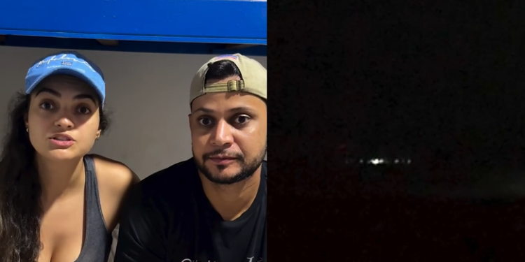 O casal registrou, sem intenção, um objeto luminoso não identificado cruzando o céu da Região Norte. Foto: Reprodução