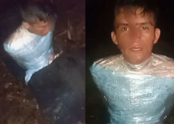 O homem estava amarrado e levou vários tiros. Foto: Reprodução
