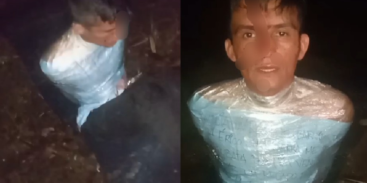 O homem estava amarrado e levou vários tiros. Foto: Reprodução